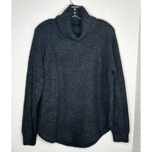 Kuhl Sienna Sweater Womens L Charcoal Gray Cowl Neck Chunky Waffle Knit Pullover - Picture 2 of 14